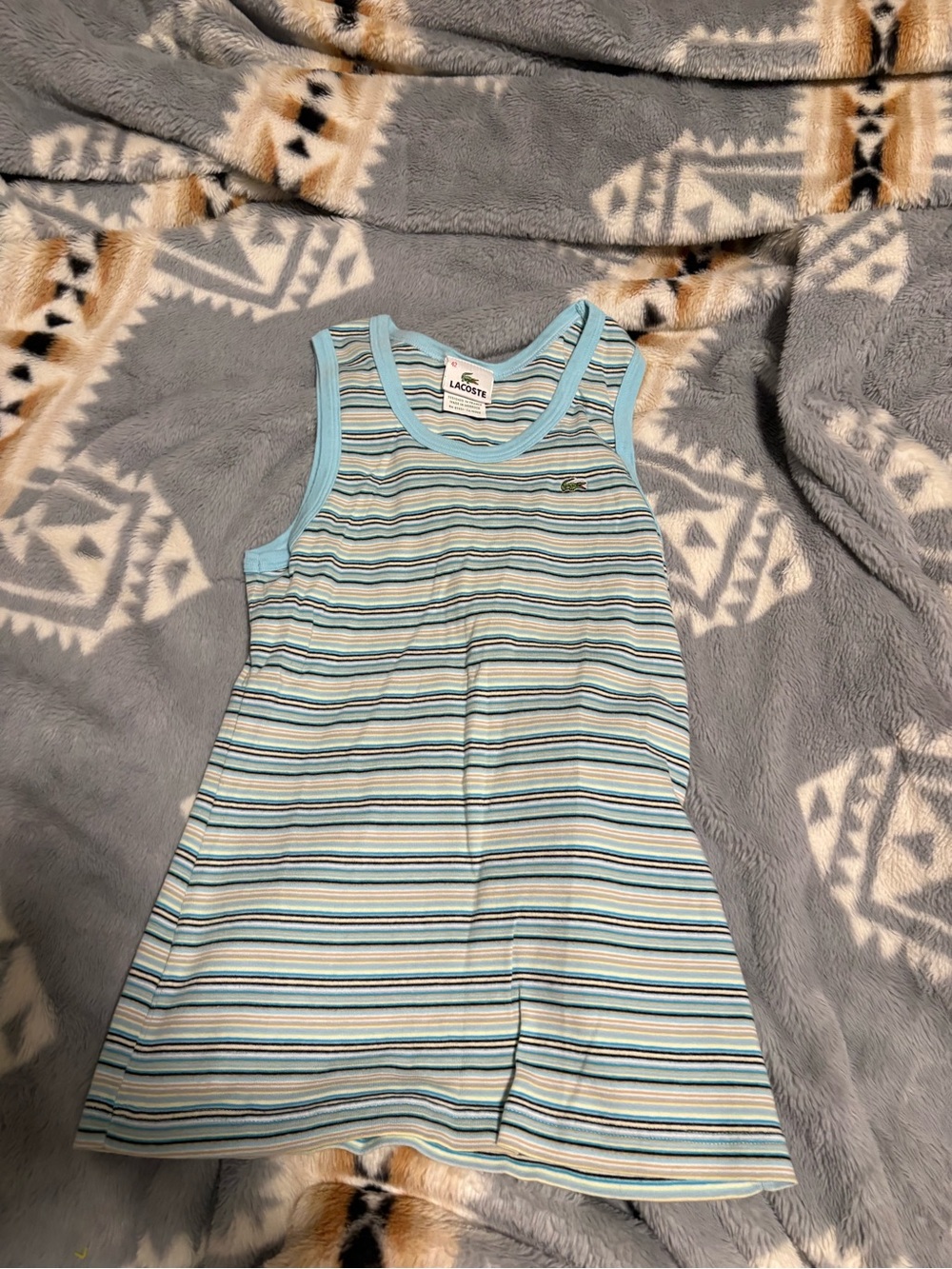 Lacoste Light Blue, White & Navy Striped women’s Tank Top